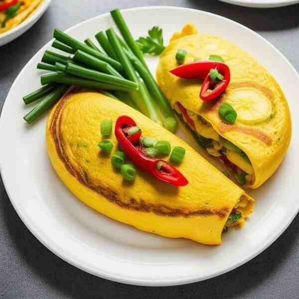 Омлет с перцем и зеленым луком
